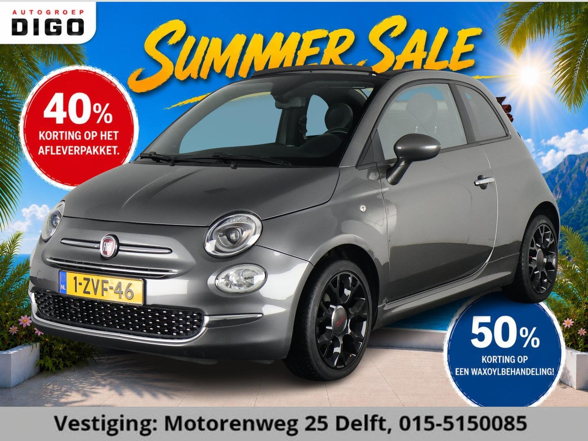Fiat 500 C 0.9 TwinAir Turbo 500S Cabrio | Climate Control |, Cabriolet, Leder en Stof, Parkeersensor, Origineel Nederlands