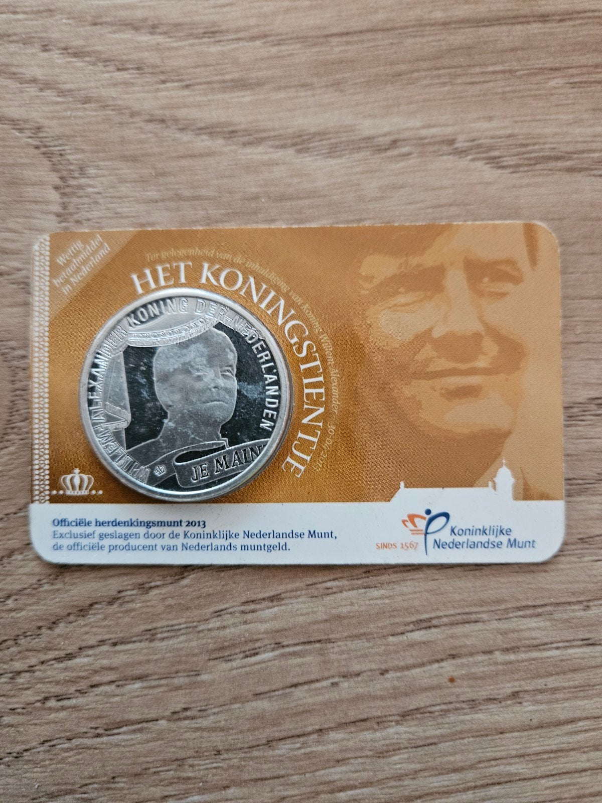 Zwaar verzilverde Koningstientje herdenkingsmunt 2013, Ophalen of Verzenden