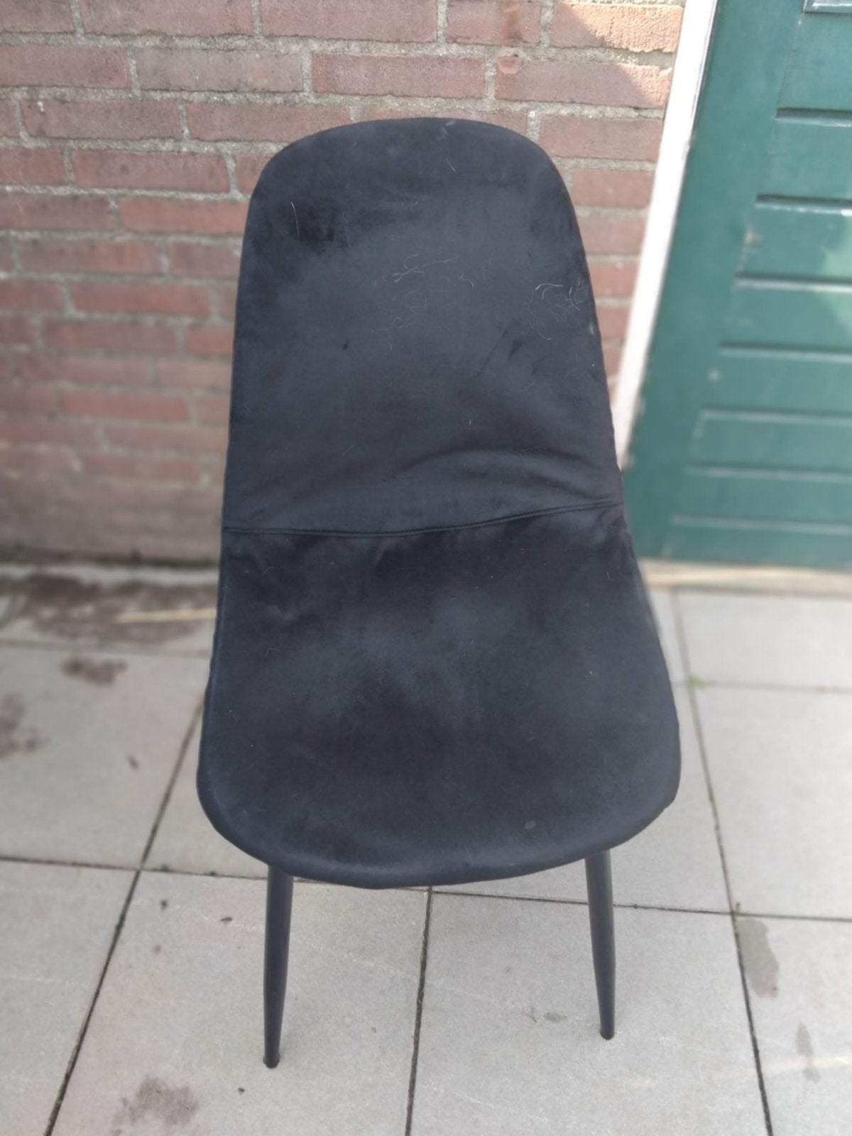 Zwarte fluwelen eetkamerstoel - Gebruikt, Huis en Inrichting, Ophalen, Gebruikt, Zwart, Eén