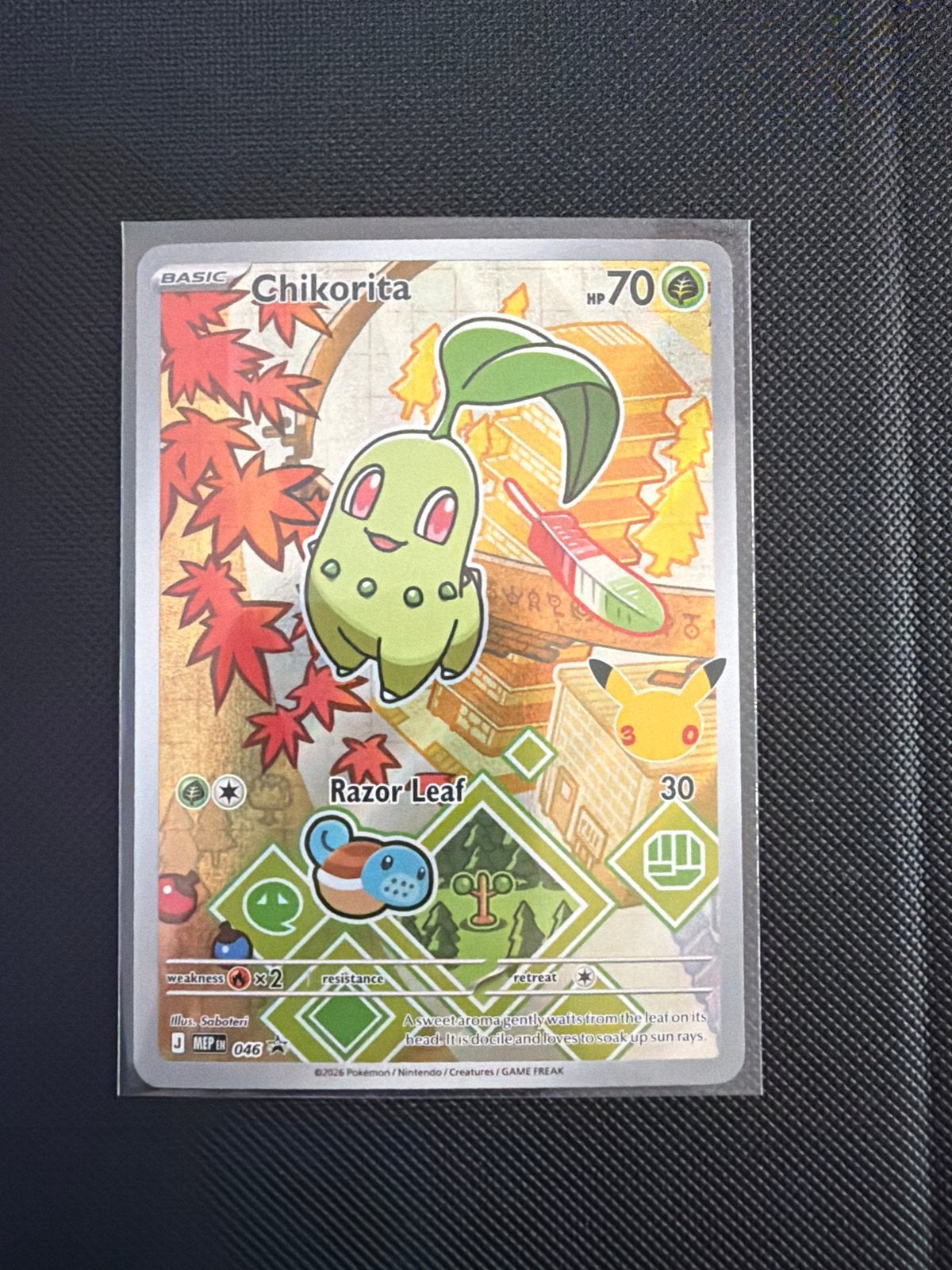 Chikorita Pokémon kaart - Celebrations Classic Collection, Ophalen of Verzenden, Zo goed als nieuw, Losse kaart, Foil