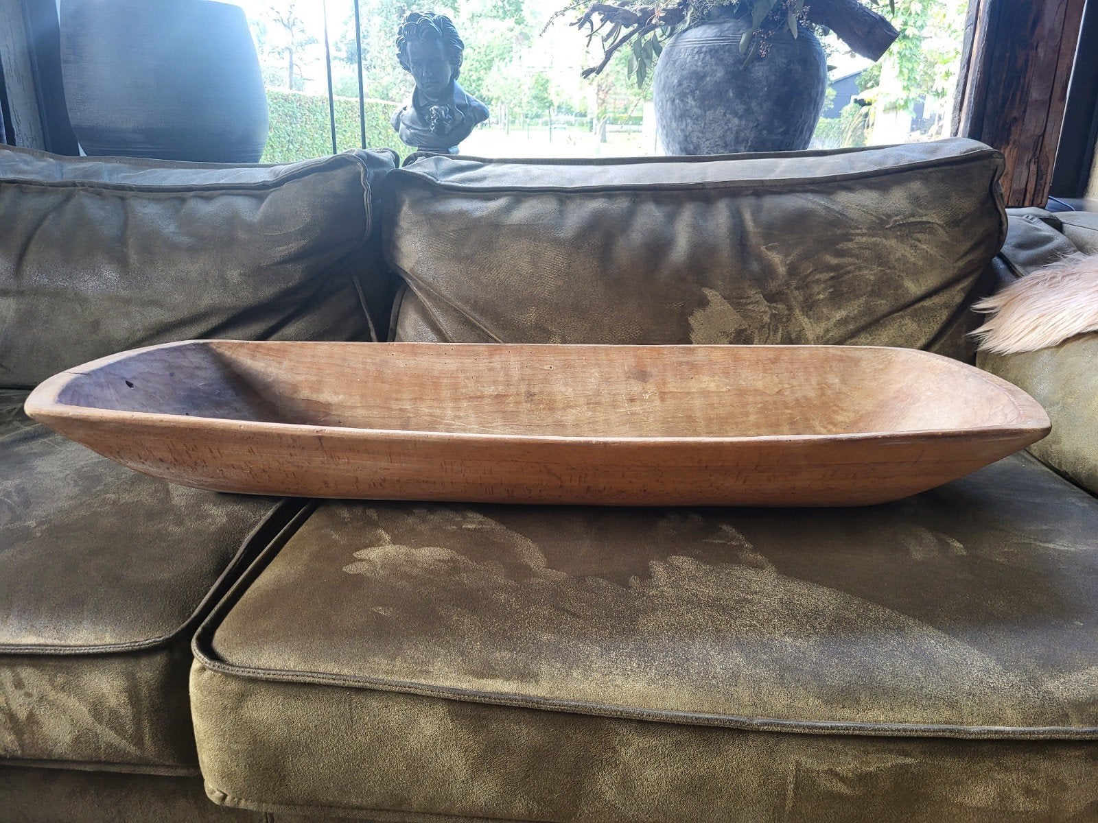 antieke houten trog, Ophalen