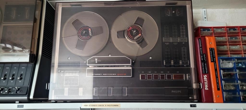Philips N4510 Stereo Bandrecorder met stofkap en banden, Ophalen of Verzenden, Bandrecorder, Met banden