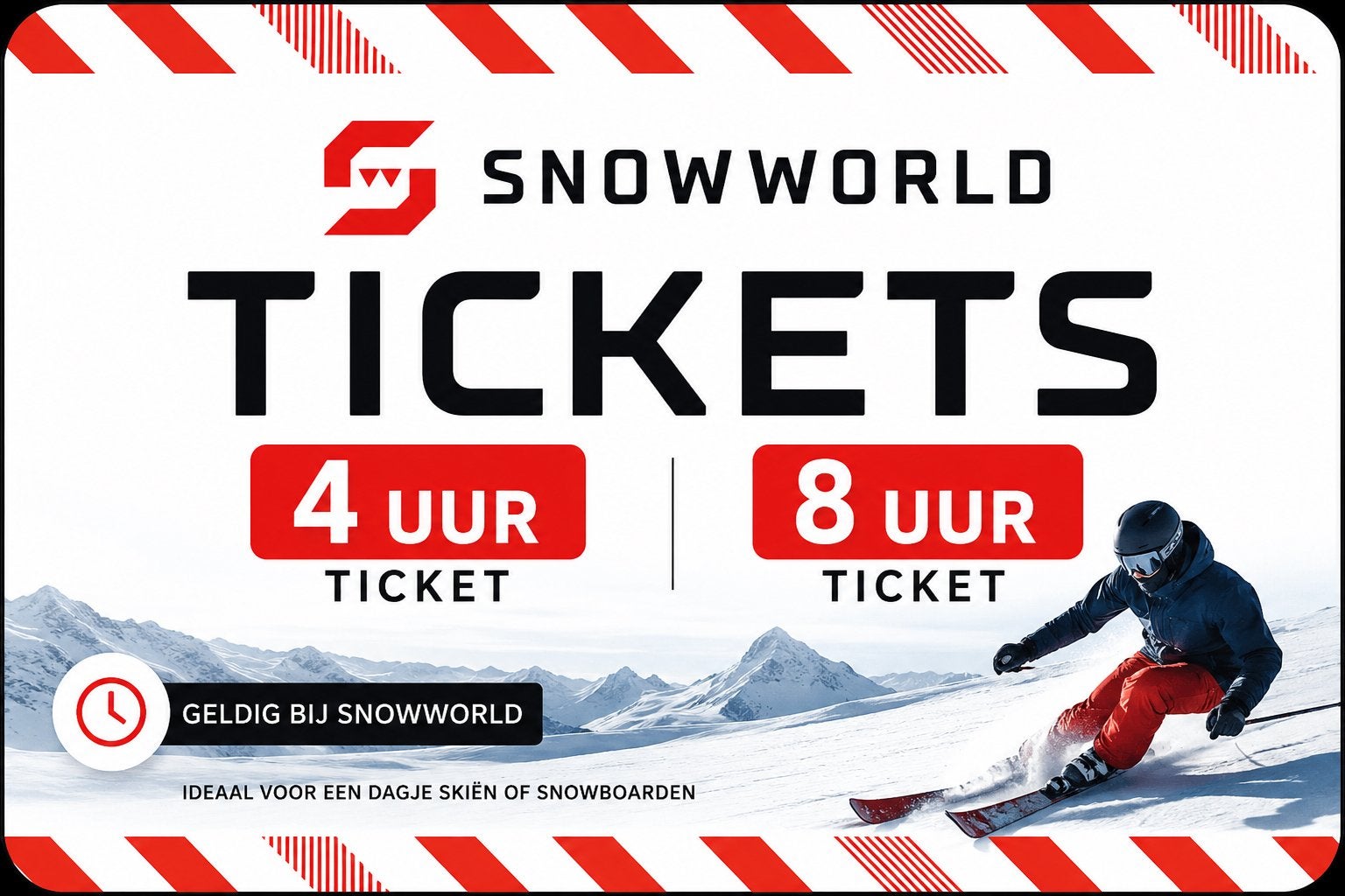 SnowWorld reserveringscodes – 4 & 8 uur, Tickets en Kaartjes, Eén persoon, September