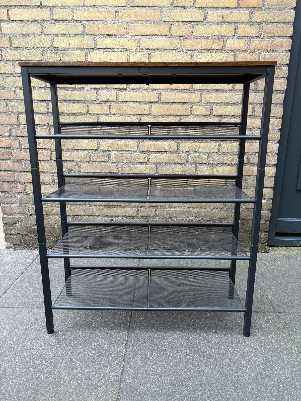 Schoenenrek met 4 lagen en houten blad, Ophalen, Zo goed als nieuw