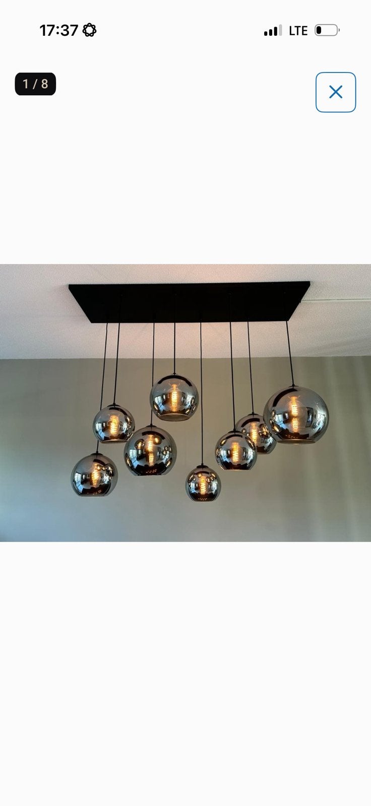 Prachtige lamp met acht bollen witte voet antraciet lamp, Ophalen of Verzenden, Zo goed als nieuw