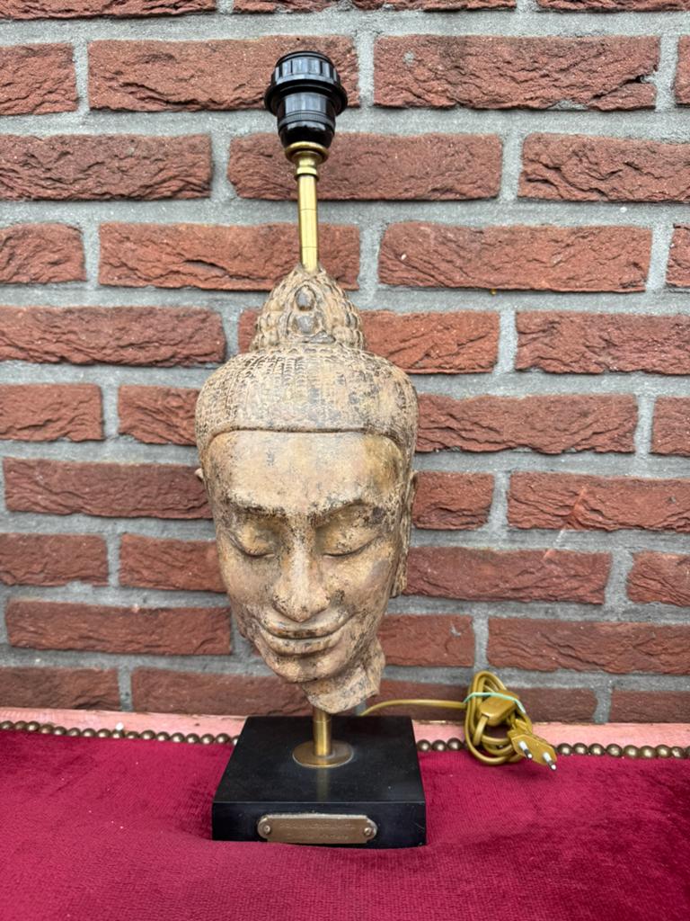 bijzondere Khmer Boeddha lamp van gips/ aardewerk/hars, Ophalen of Verzenden, Zo goed als nieuw, Overige materialen, Minder dan 50 cm