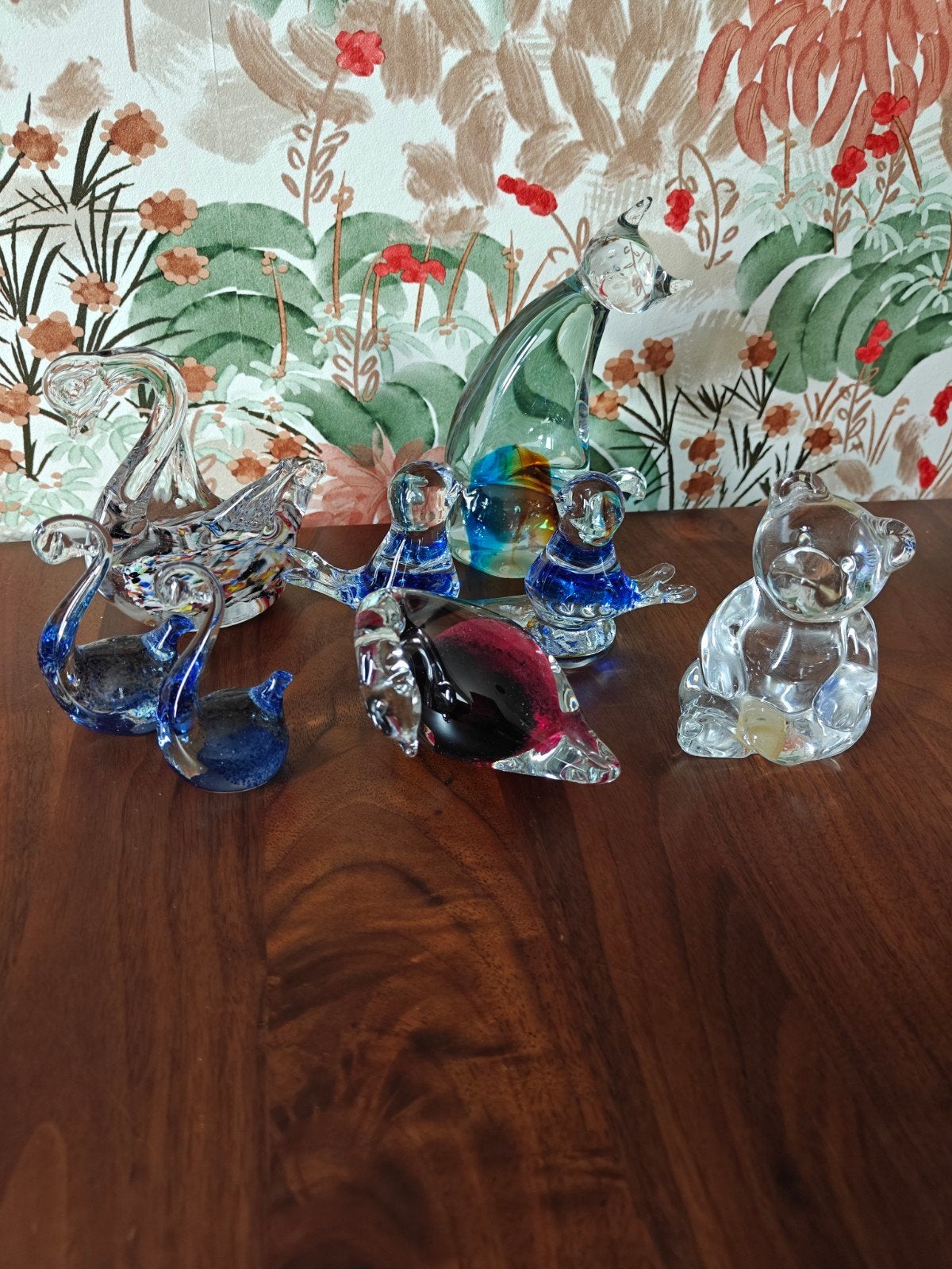 Prachtige glazen beeldjes: zwanen, kat, beer, vogels, Ophalen of Verzenden
