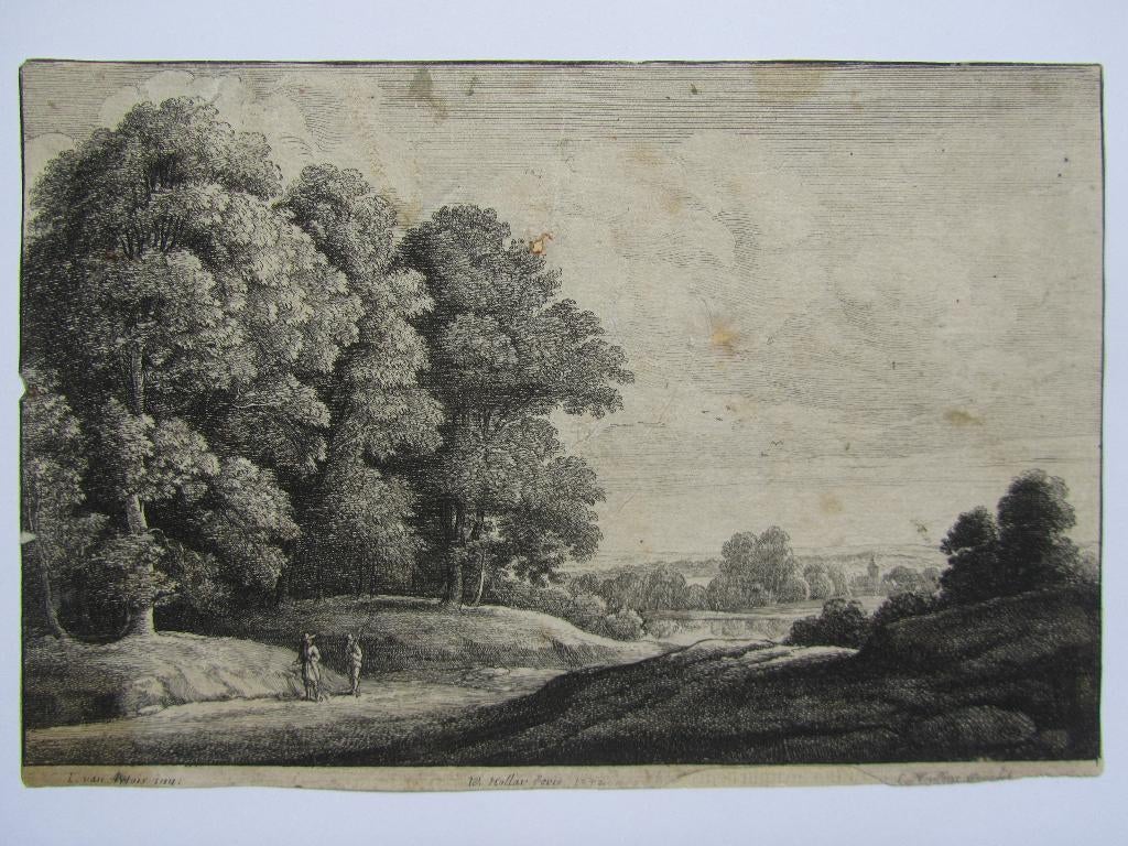 Wenzel Hollar   1607 - 1677, Antiek en Kunst, Kunst | Etsen en Gravures, Ets, 14 cm, Landschap, Origineel