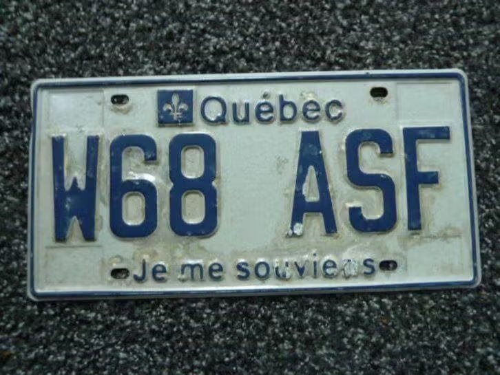 Kentekenplaat licenseplate Quebec Canada, Verzenden, Gebruikt, Auto's