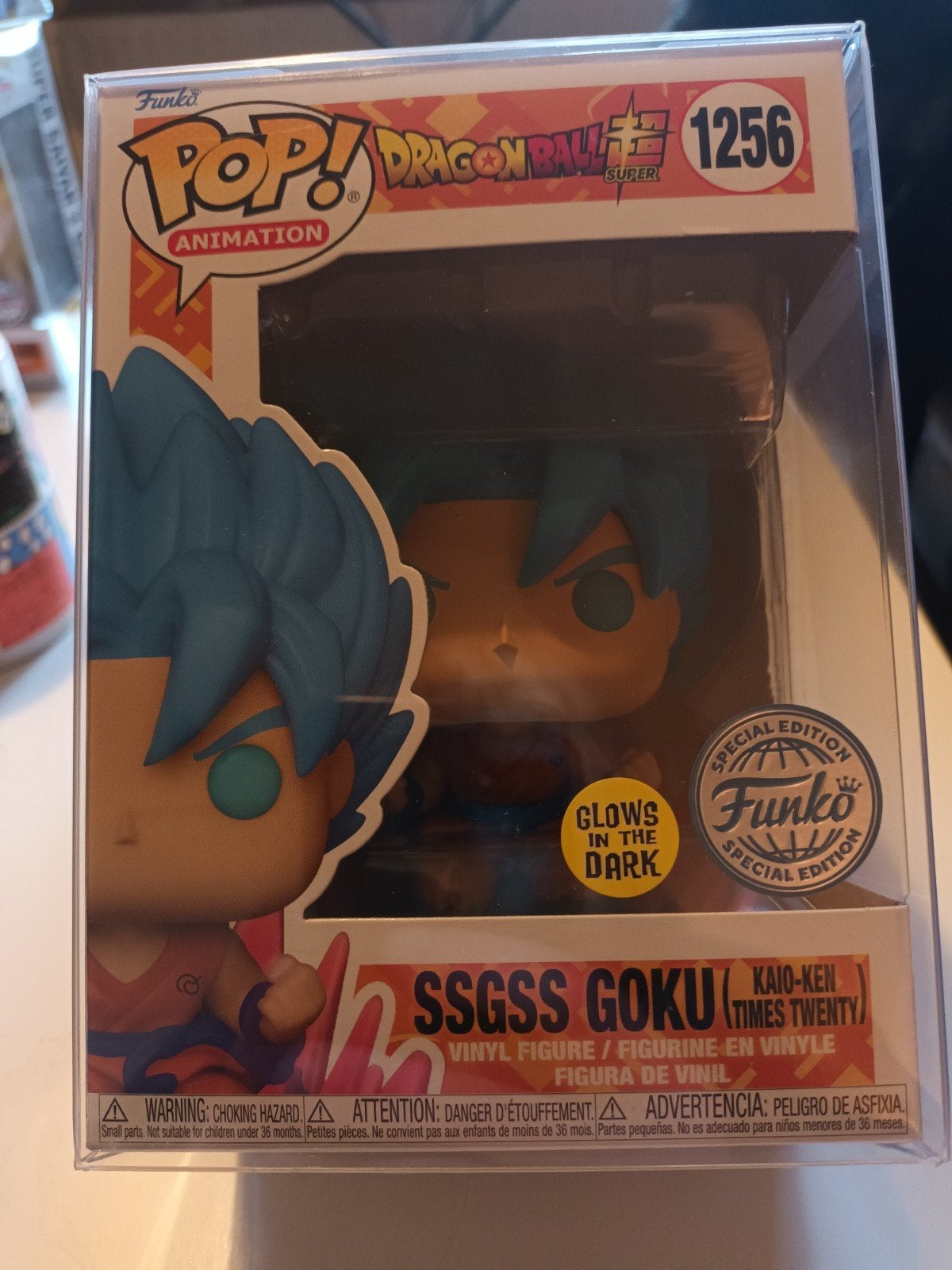 Funko Pop! Dragon Ball Super SSGSS Goku Kaioken Glows, Ophalen of Verzenden, Zo goed als nieuw
