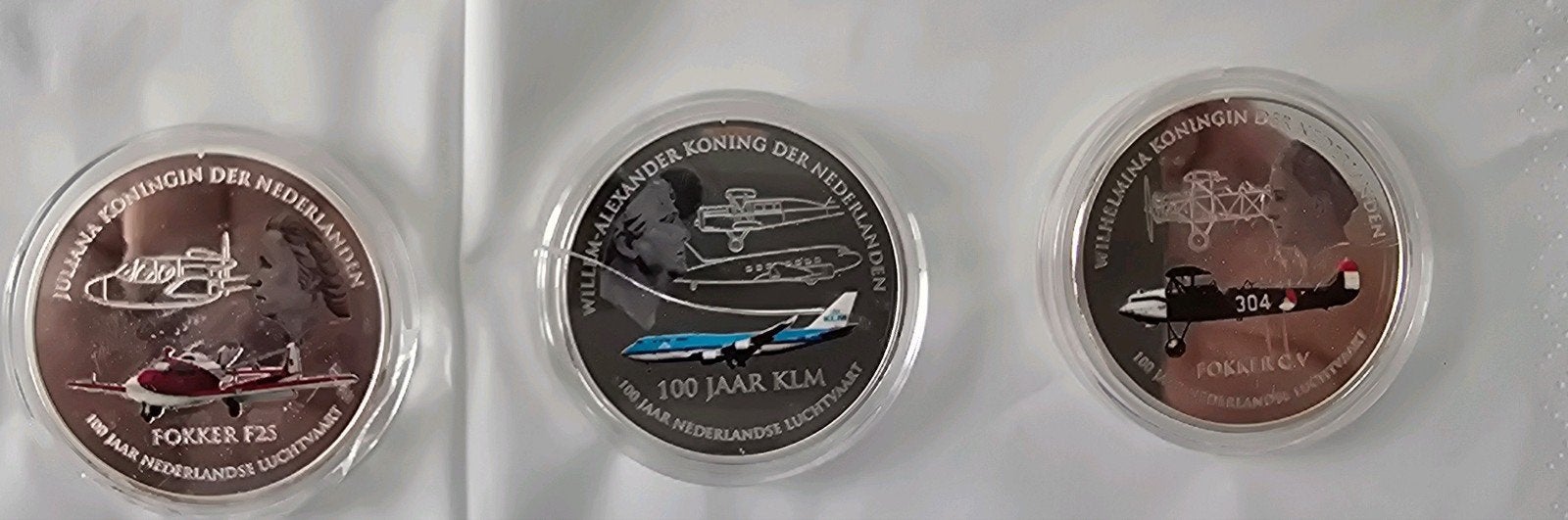 3 munten fokker zilver C.V, Ophalen, Setje, Zilver, Overige waardes