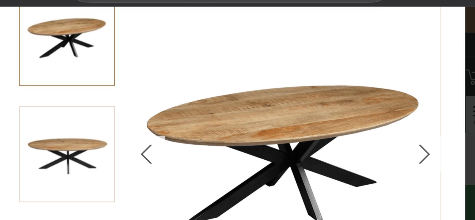 Ovale Mangohouten salontafel  met Zwart Frame 70x140 cm, Huis en Inrichting, Tafels | Salontafels, Ophalen, 100 tot 150 cm, Nieuw