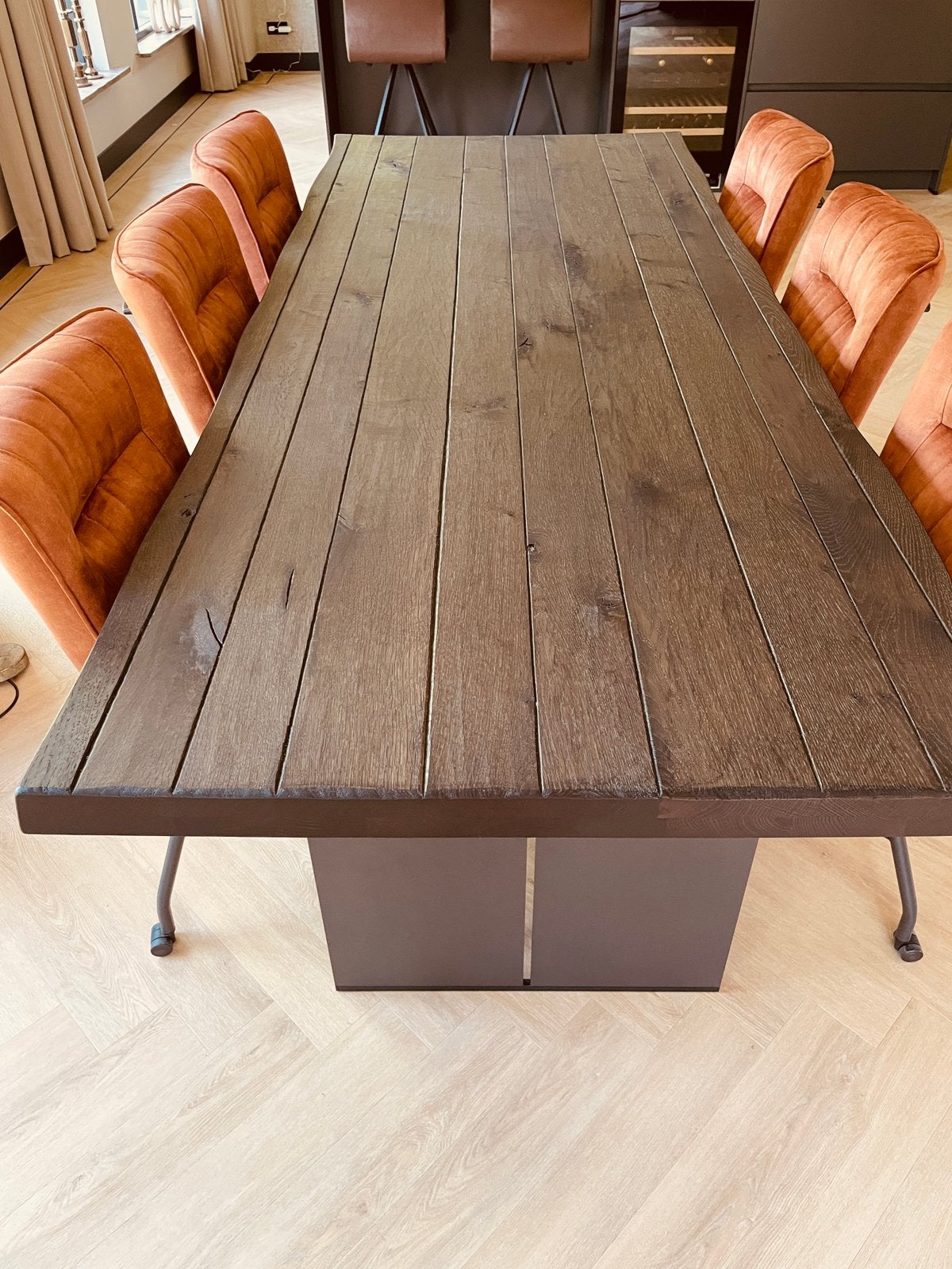 Bert Plantagie Brown Brooke eettafel, eiken massief! 240x100, Ophalen, Eikenhout, 200 cm of meer, 50 tot 100 cm