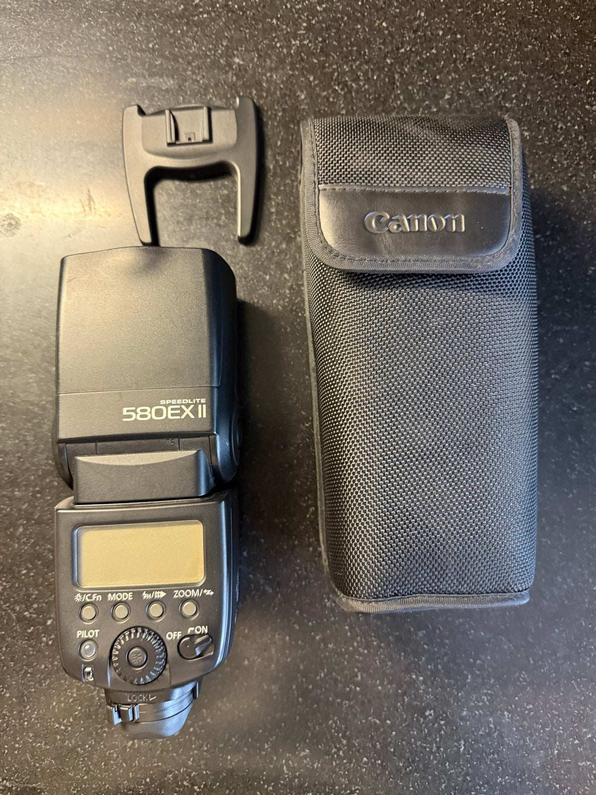 Canon Speedlite 580EX II flitser met hoes, Inclusief tas/hoes, Canon, Externe flitser, Ophalen of Verzenden