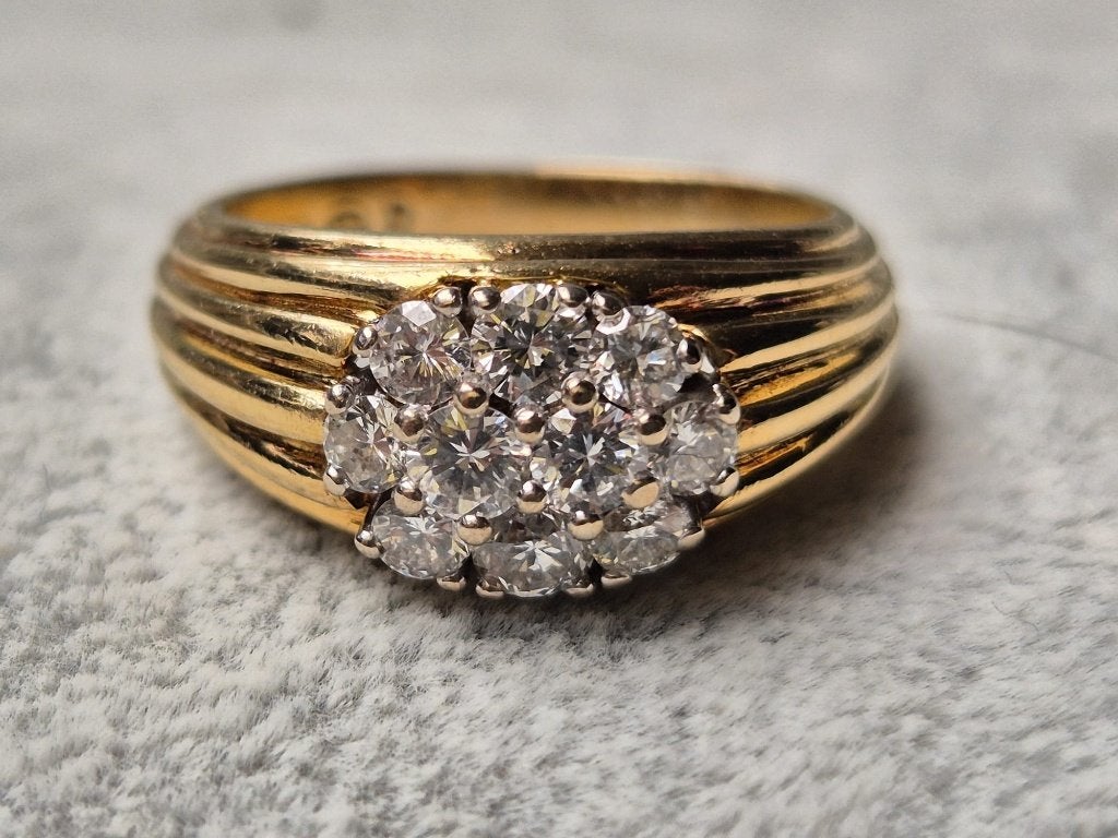 Prachtige ring van 18k goud, 10 natuurlijke diamanten, Ophalen of Verzenden, Dame of Heer, Met edelsteen, Goud