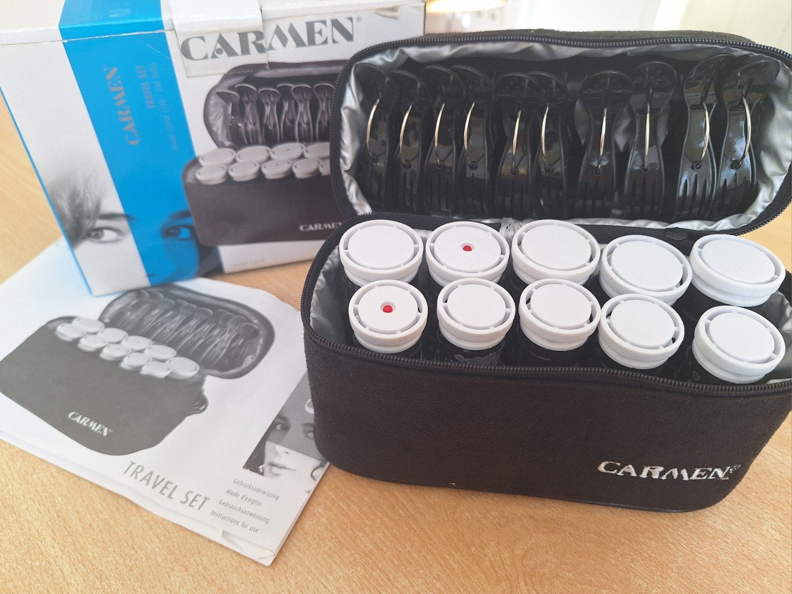 Originele Carmen travelset met 10 rollers, Ophalen of Verzenden, Zo goed als nieuw, Krultang of Stijltang