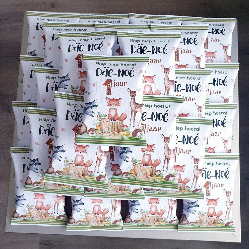 Traktatie zakje chips met thema JUNGLE/SAFARI, Ophalen of Verzenden, Nieuw, Feestartikel, Verjaardag