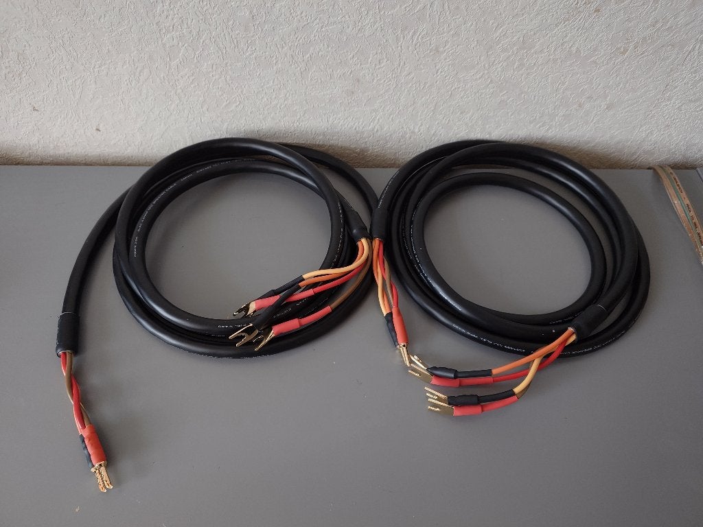Mogami Neglex 3104 Bi-Wire speakerkabels banana / spade 2.9m, Ophalen of Verzenden, Zo goed als nieuw, Luidsprekerkabel