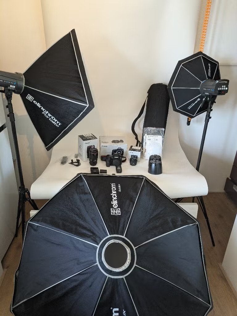 Complete Studio - Inc. Camera + Lenzen + Flitsers, etc., Audio, Tv en Foto, Ophalen, Opvouwbaar, Complete fotostudio, Zo goed als nieuw