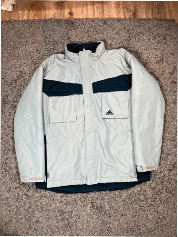Vintage Adidas ski Jacket 2003 • light Blue &amp; Navy • As, Kleding | Dames, Adidas, Ophalen of Verzenden, Zo goed als nieuw