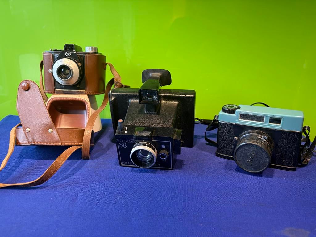 Vintage camera set: Agfa Clack, Polaroid 88, ANNY W20, Audio, Tv en Foto, Fotocamera's Analoog, Ophalen of Verzenden, Gebruikt
