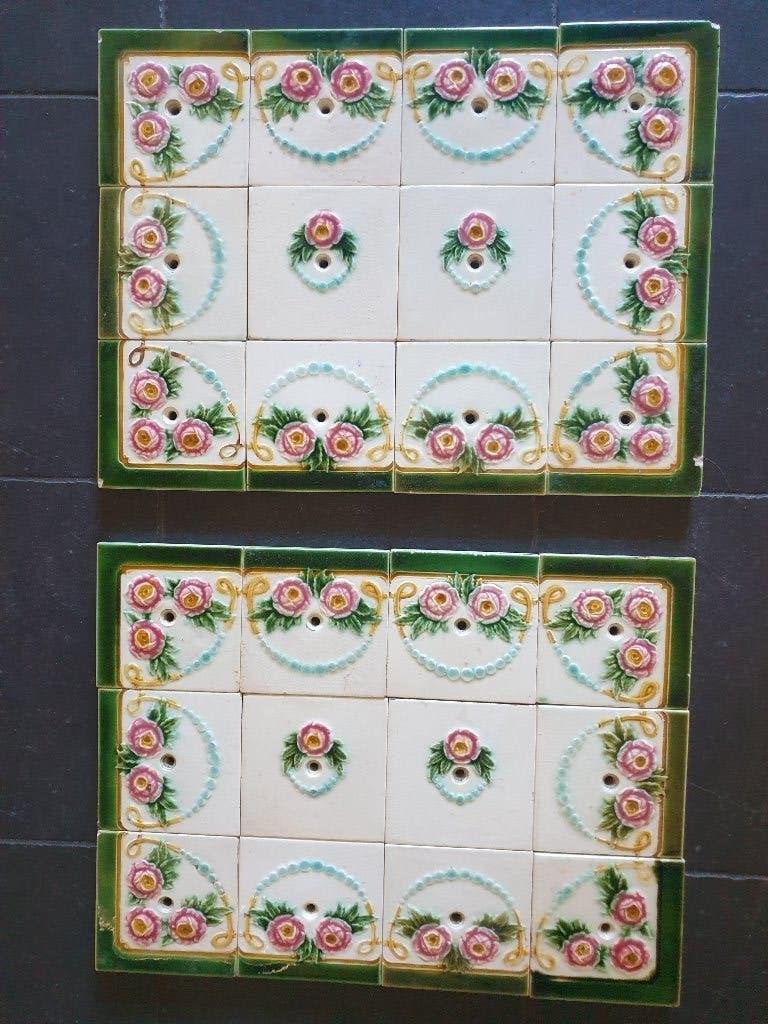 24 Antieke wandtegeltjes - haardplateau, Antiek en Kunst, Ophalen of Verzenden