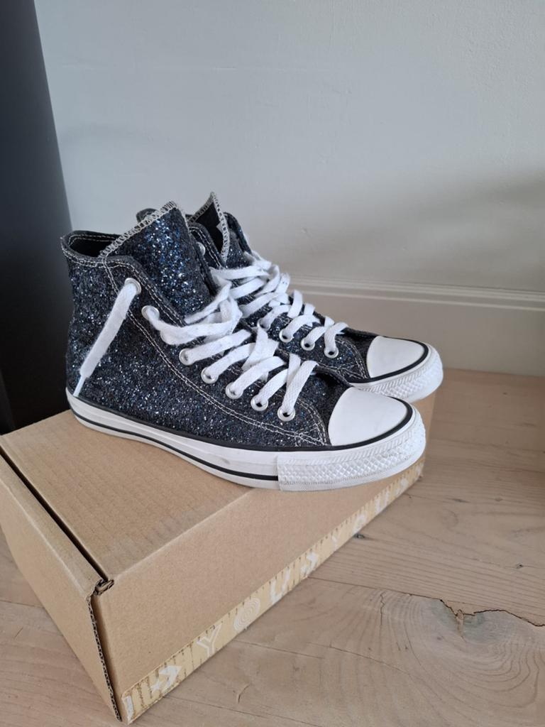 Converse All Star Glitter Sneakers Maat 39.5, Ophalen of Verzenden, Zo goed als nieuw, Zwart, Sneakers of Gympen