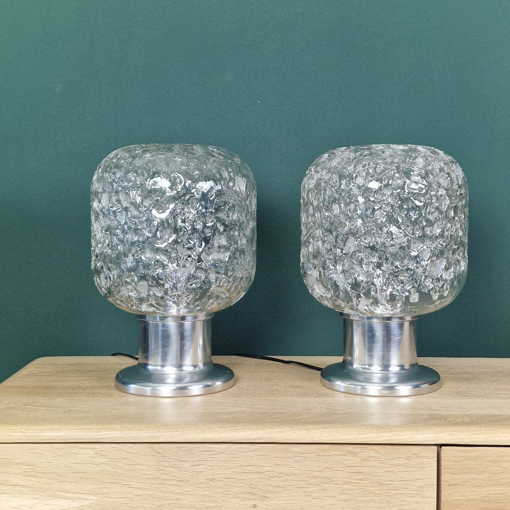 Set 2 vintage tafellampen Doria Leuchten. Glas. Retro, Ophalen of Verzenden