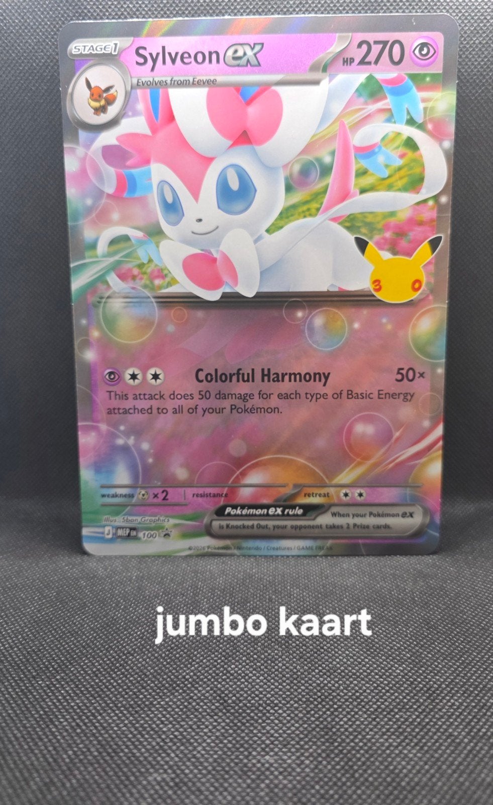 Sylveon ex jumbo kaart, Ophalen of Verzenden, Nieuw, Losse kaart