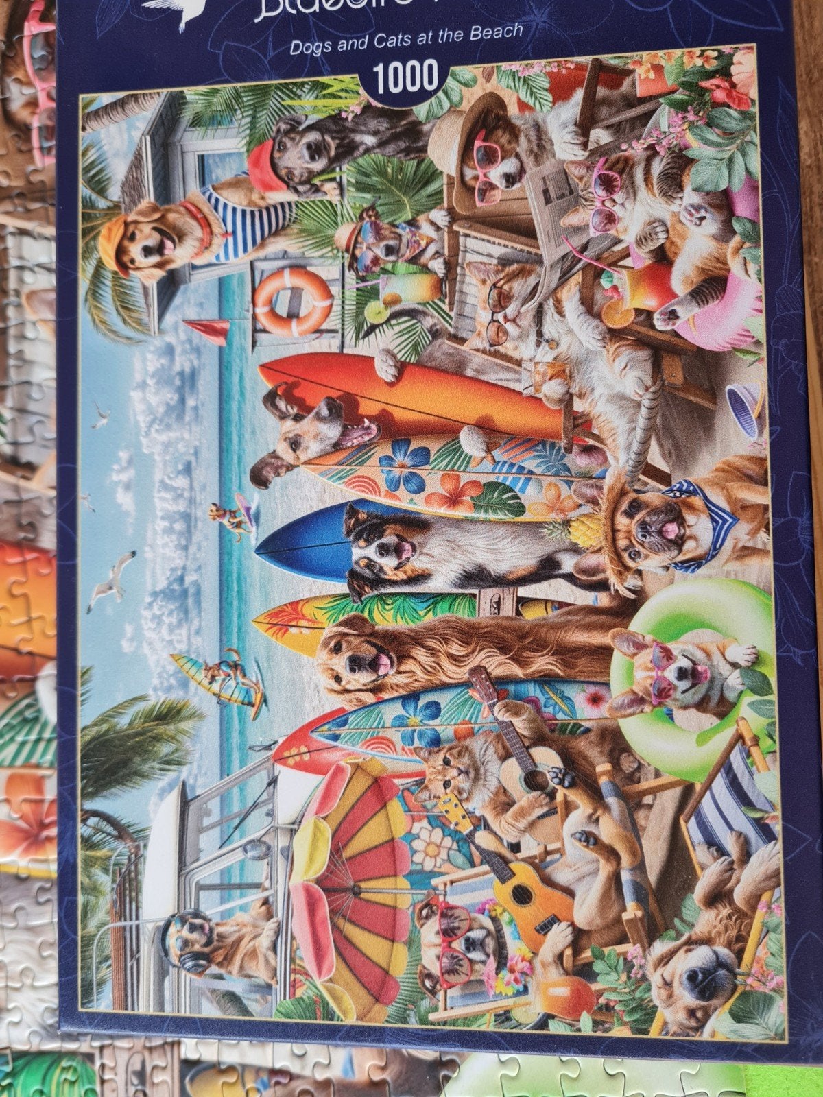 Blue bird puzzel dogs and cats at the beach, Ophalen, 500 t/m 1500 stukjes, Zo goed als nieuw