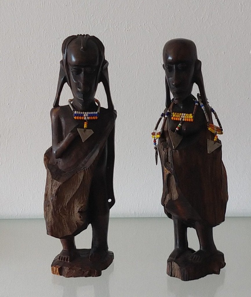 houtsnijwerk Masaï krijgers,  volgnr 34, Overige onderwerpen, Houtsnijwerk, Ophalen of Verzenden, Handgemaakt