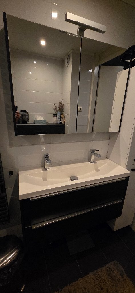 Badkamermeubel met Spiegelkast creme wit 1 meter, Ophalen, 100 tot 150 cm, Minder dan 100 cm, 25 tot 50 cm