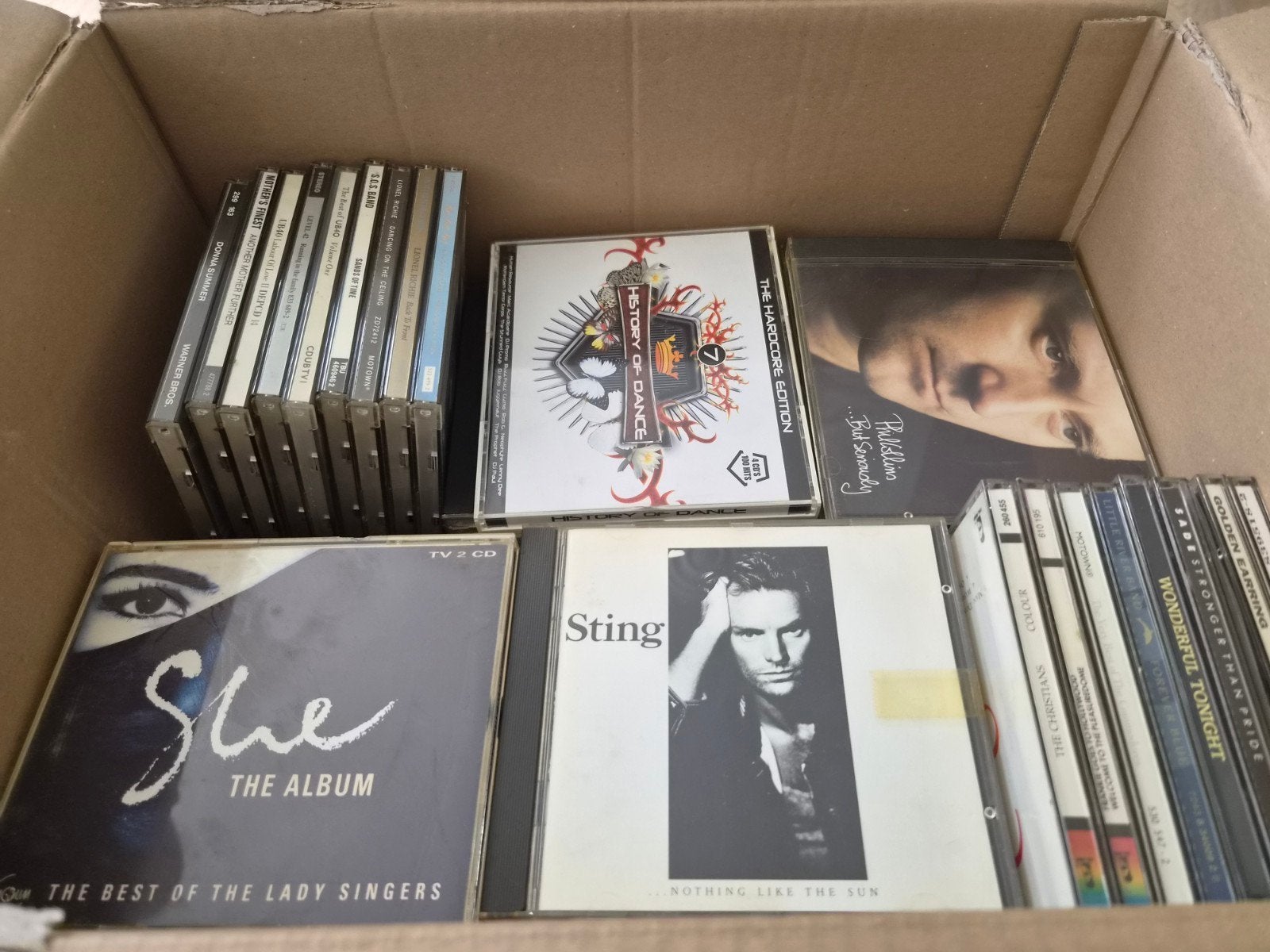 Doos met +/- 60 cd's, Cd's en Dvd's, Ophalen, Gebruikt
