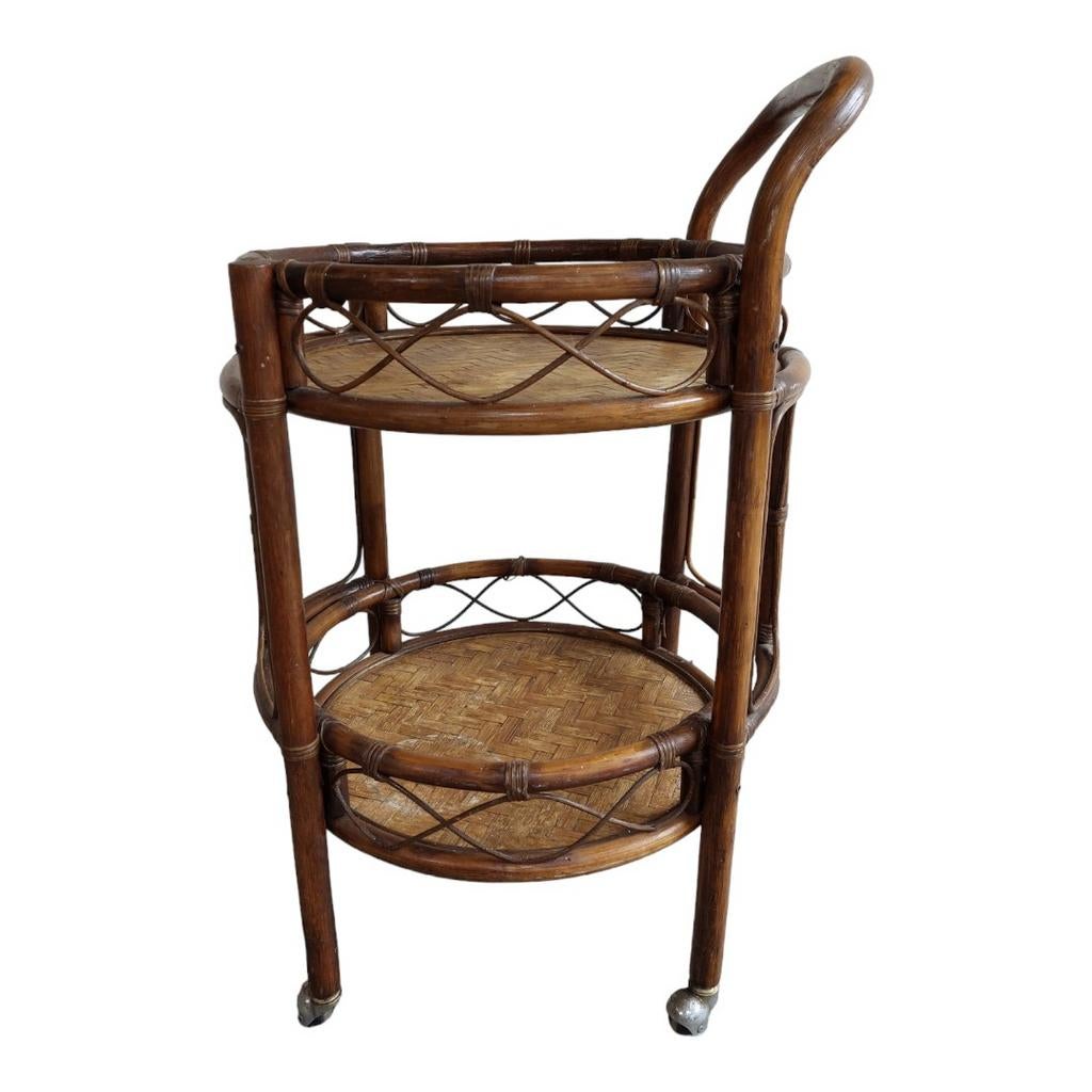 Grote vintage rotan barcart, trolley, Ophalen, Overige materialen, Gebruikt, Onbekend