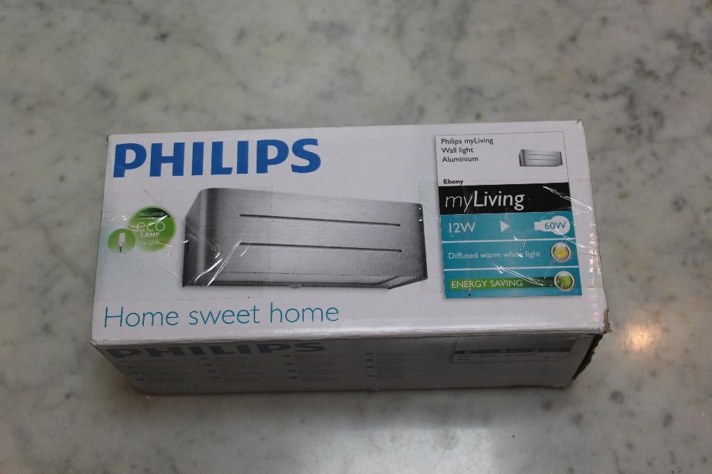 Philips myLiving Ebony Wandlamp Aluminium 332174816 Nieuw!!, Ophalen, Nieuw, Glas