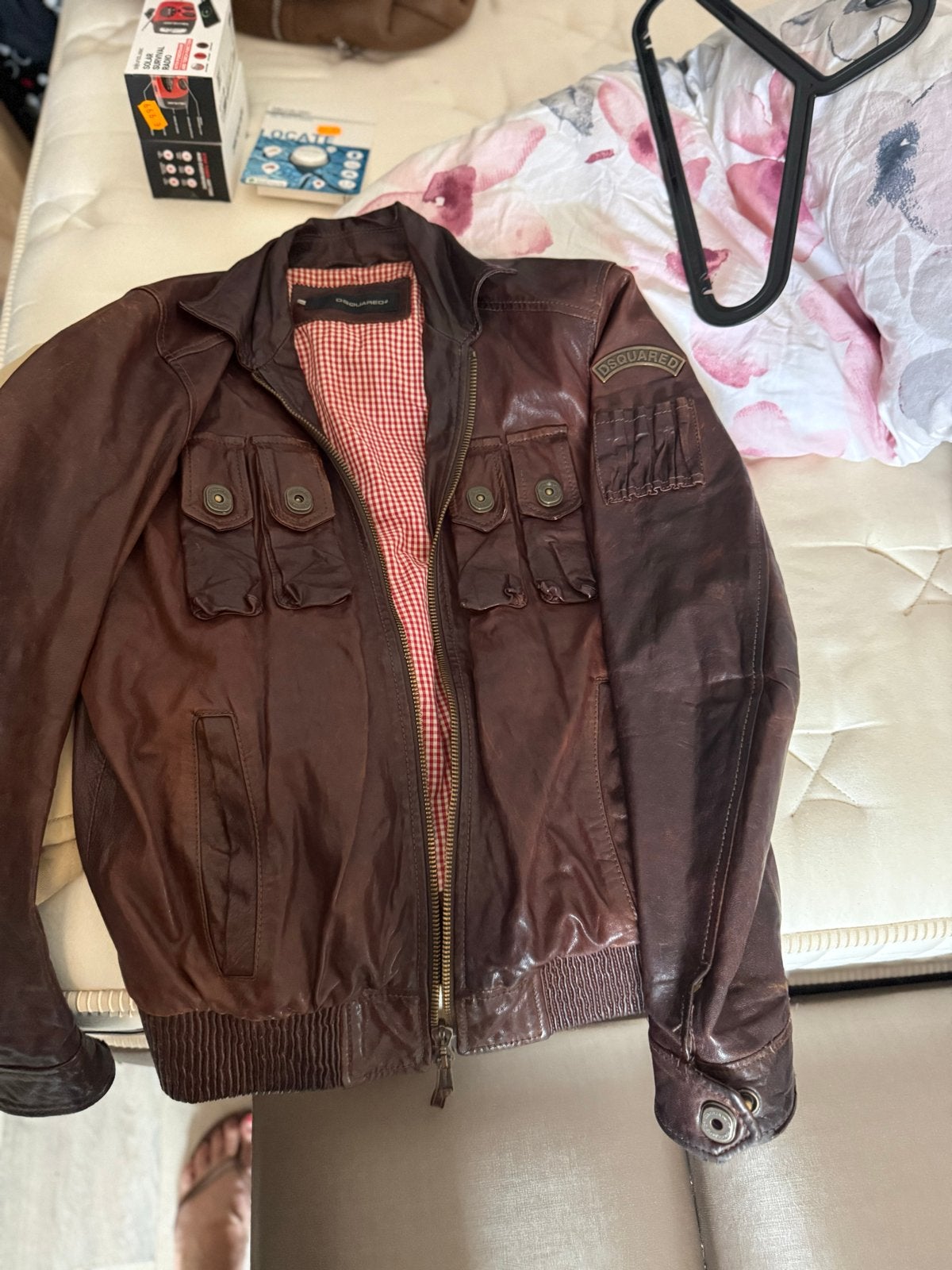 Dsquared2 Leren Jas - Maat 46 (S), Kleding | Heren, Ophalen of Verzenden, Gedragen, Maat 46 (S) of kleiner, Bruin