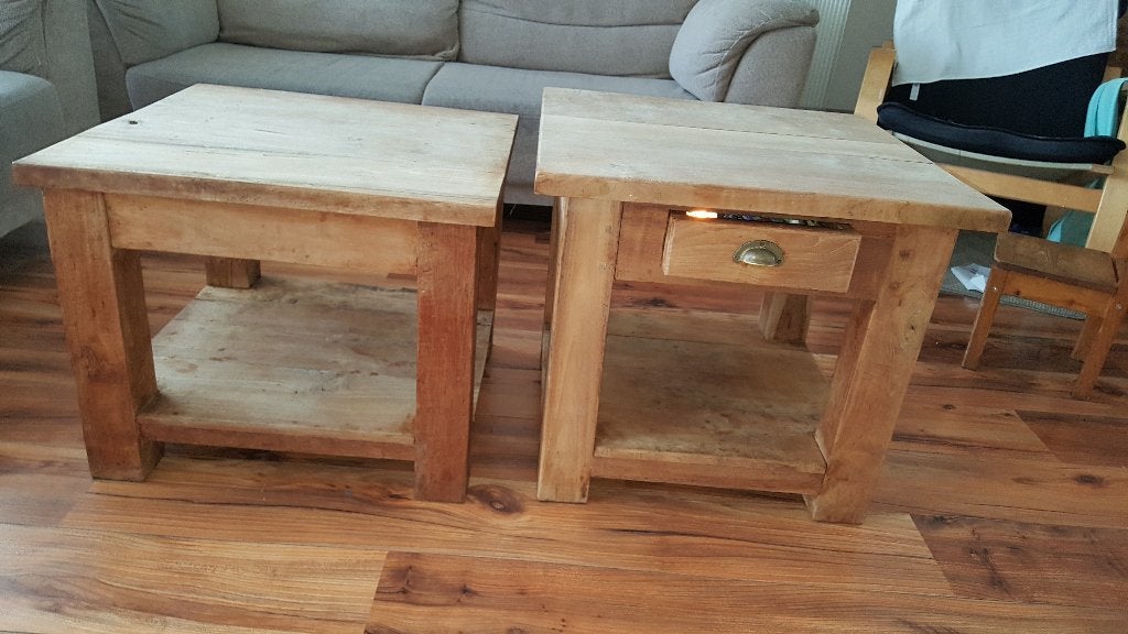 2x Zware Teak Salontafels met Dik Blad - Top Kwaliteit, Ophalen, 50 – 75, Gebruikt, 50 tot 100 cm