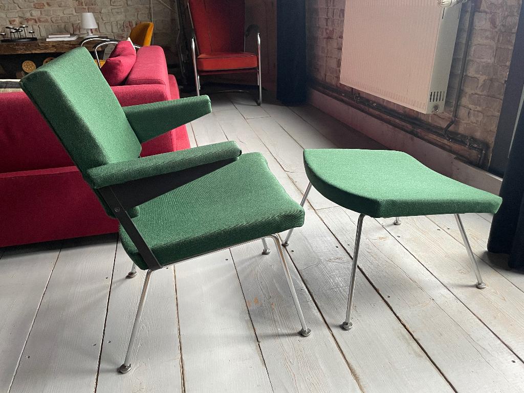 Gispen 1265 Cordemeyer fauteuil met hocker, Ophalen, Gebruikt, Overige kleuren, Midcentury modern