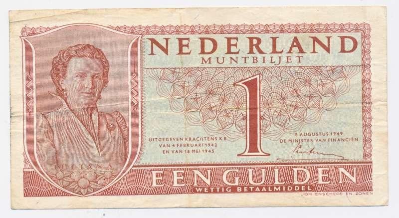 Nederland 1 Gulden 1949 Juliana, Ophalen of Verzenden, 1 gulden, Los biljet