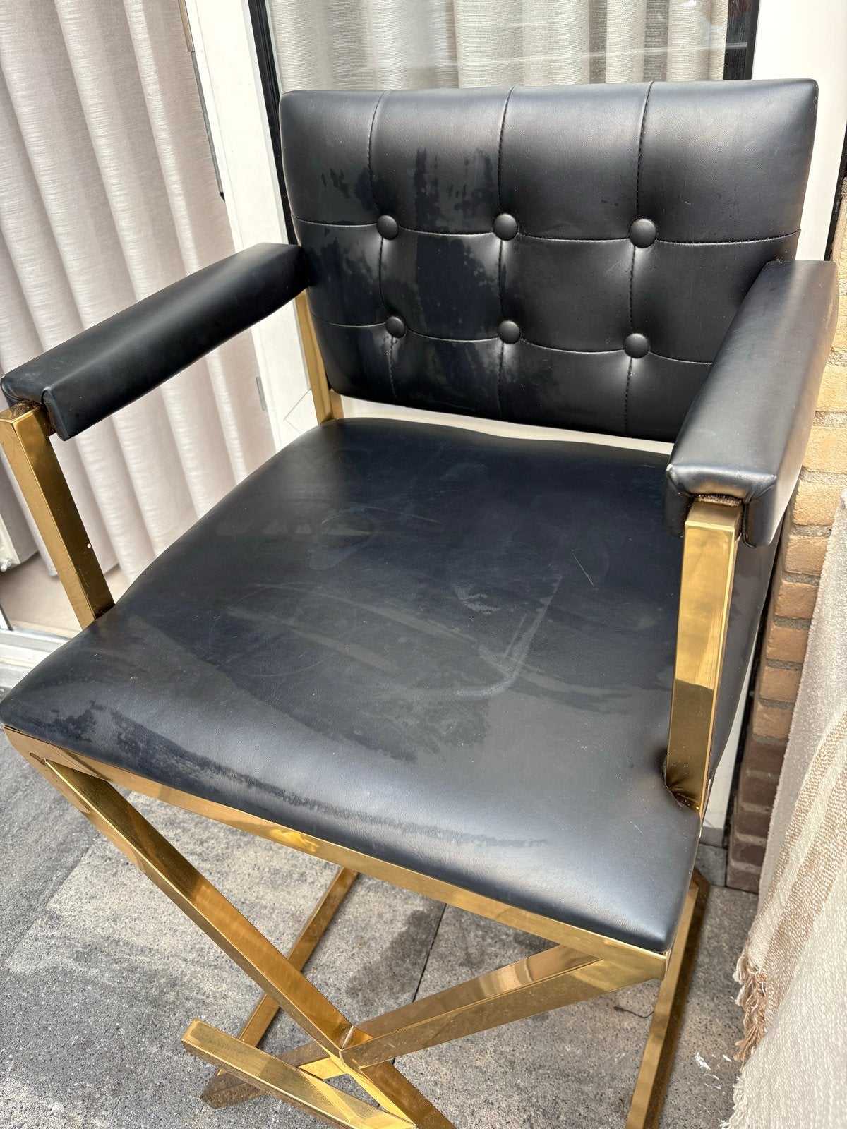 Luxe Visagie- stoel Zwart met Goud, Gebruikt, Zwart, Ophalen of Verzenden, Metaal