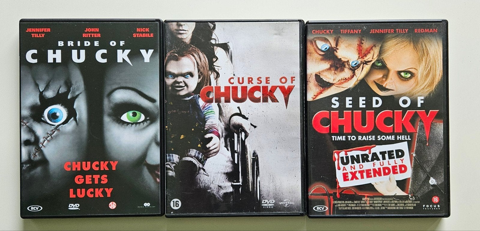 Chucky 3 DVD set: Bride, Curse & Seed of Chucky, Vanaf 16 jaar, Verzenden, Slasher, Nederlands