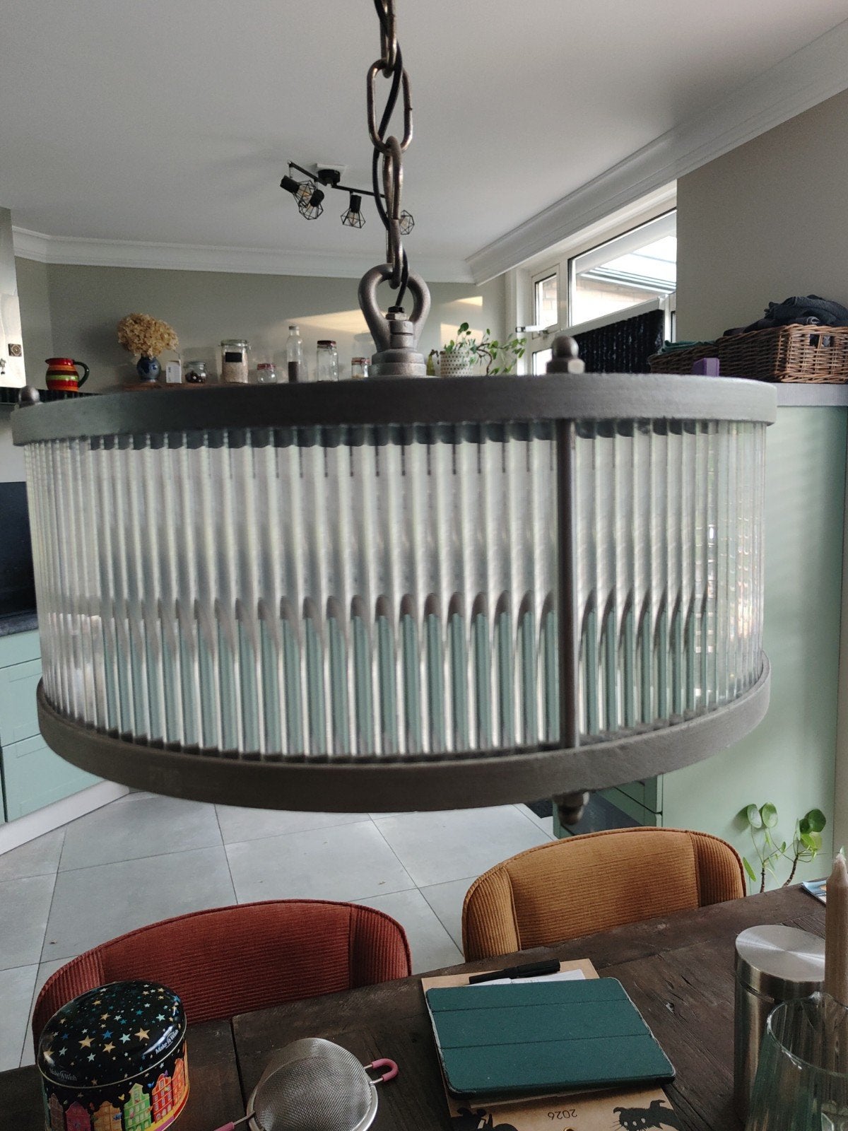 PTMD Collection Hanglamp met glas staafjes met een diameter, Ophalen, Industrieel, Modern, E27 (groot), Zo goed als nieuw