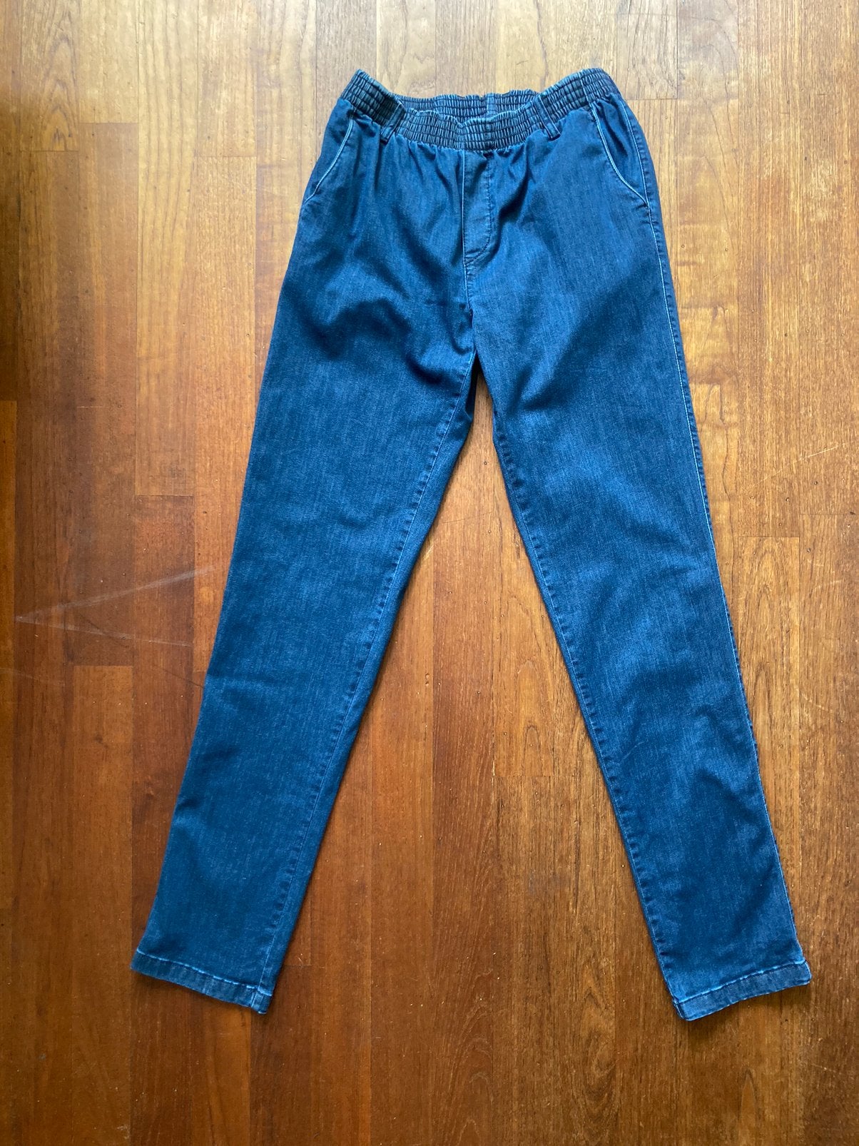 (Senioren) heren jeans met elastiek mt M, Ophalen of Verzenden, Zo goed als nieuw, Blauw, Overige jeansmaten