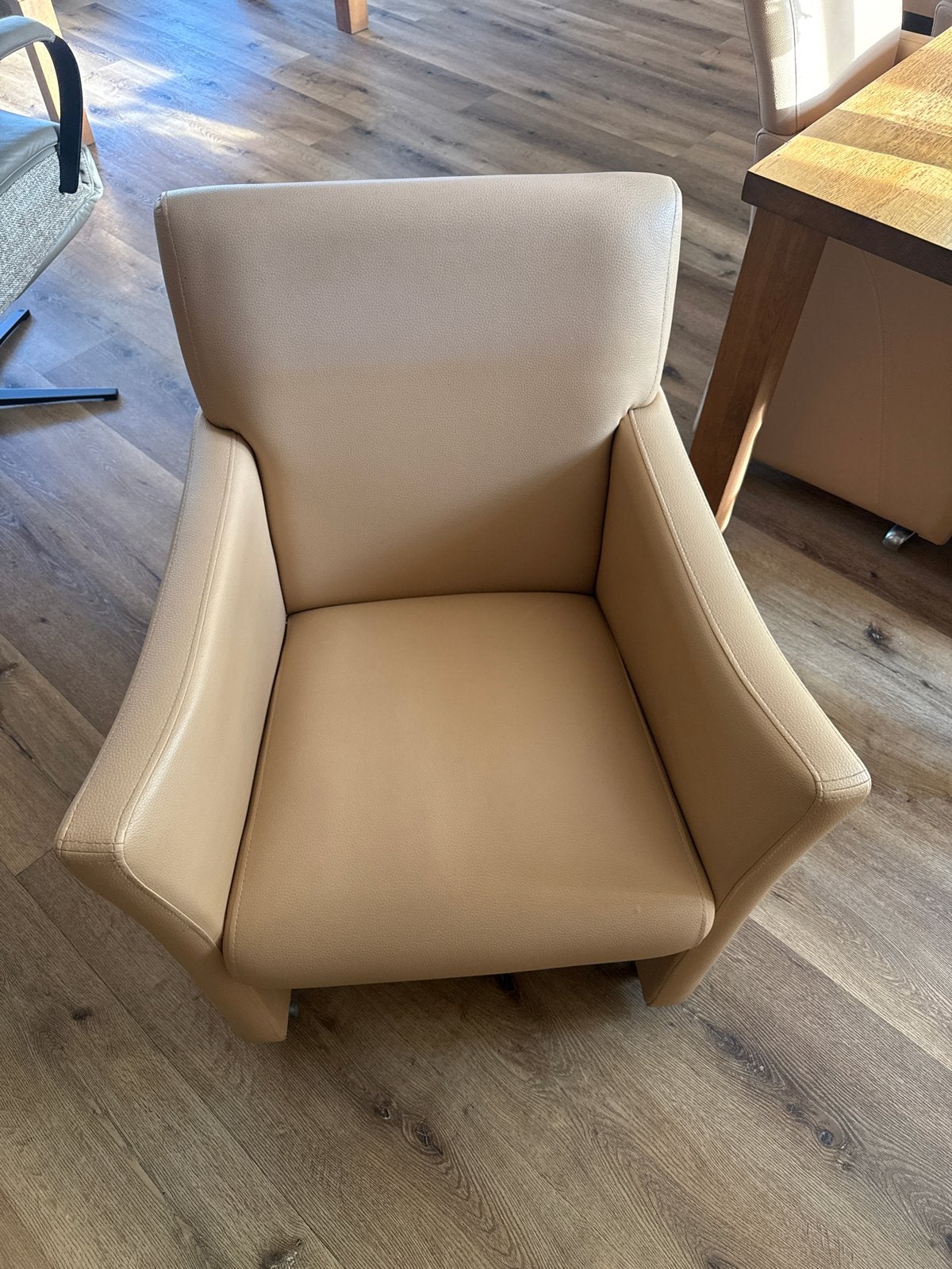 Set van 6 leren eetkamerstoelen - Beige/Lichtbruin, Ophalen, Gebruikt, Overige kleuren, Leer
