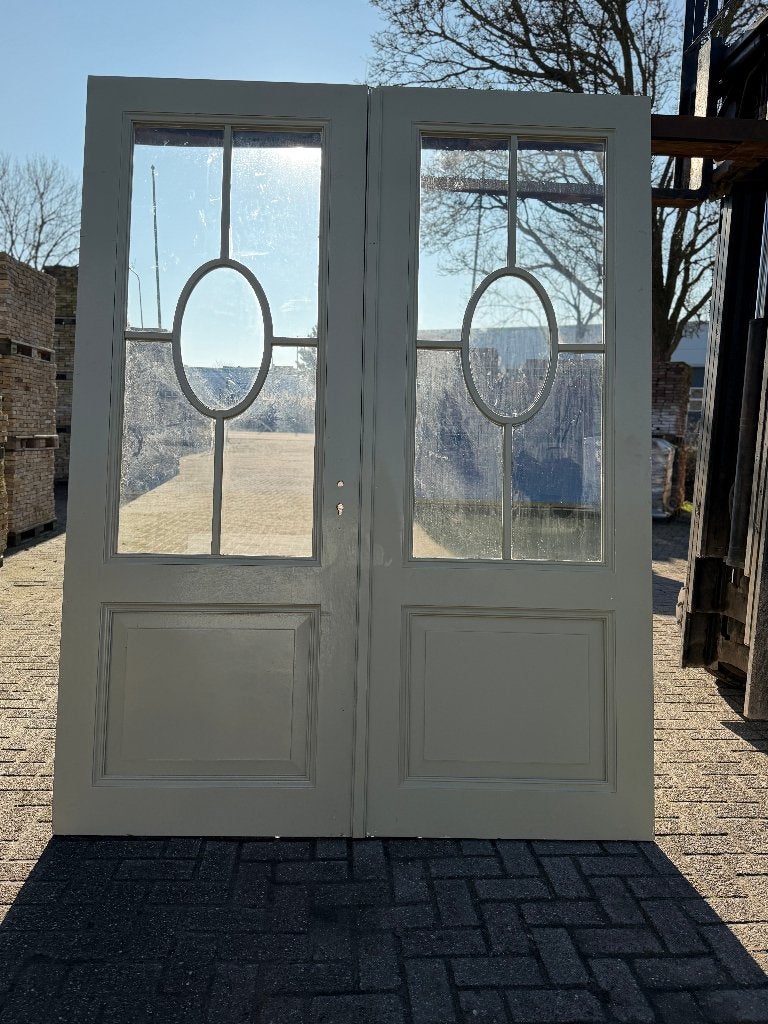 Set openslaande deuren met glas en bossing paneel 232x176cm, Ophalen