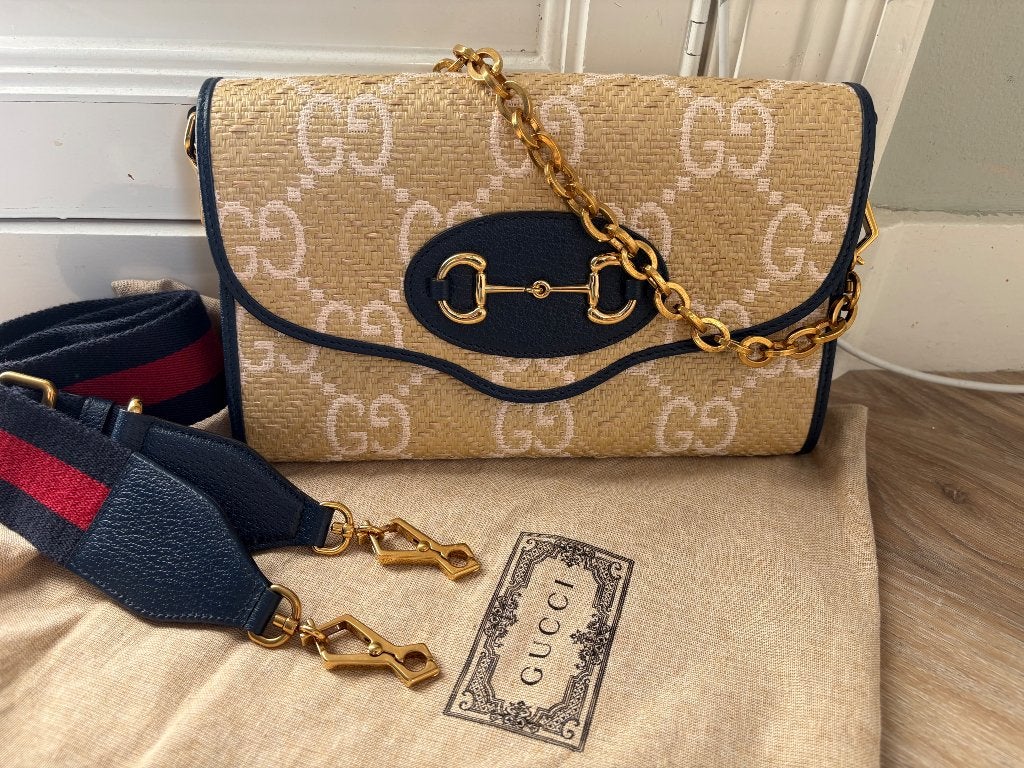 Originele Gucci Horsebit 1955 shoulder bag clutch beige, Ophalen of Verzenden, Beige, Schoudertasje