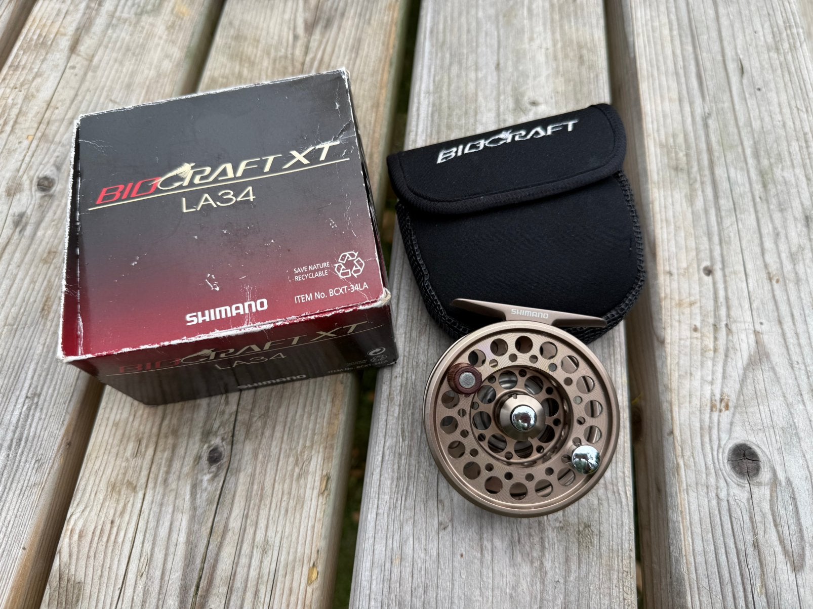 Shimano Biocraft XT LA34 reel vliegvisreel, Ophalen of Verzenden, Gebruikt, Molen