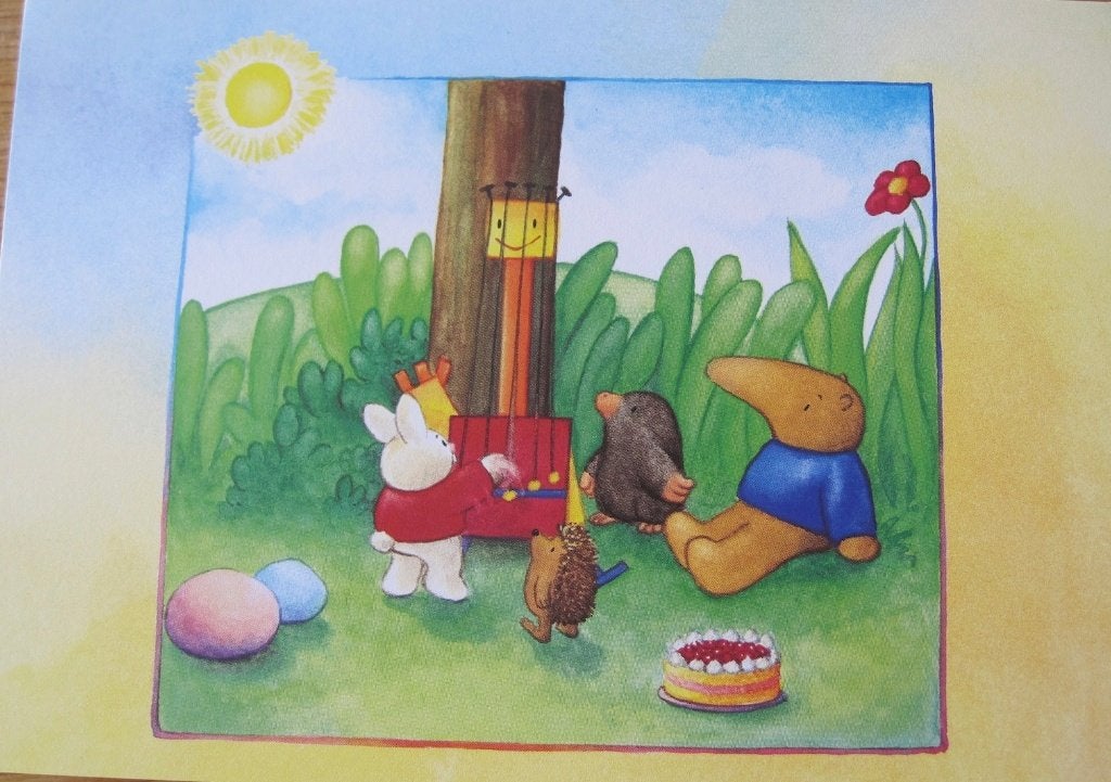 Voor het kind - egel en mol bij boom en taart - 1995 - nieuw, Verzenden, 1980 tot heden, Ongelopen, Overige thema's