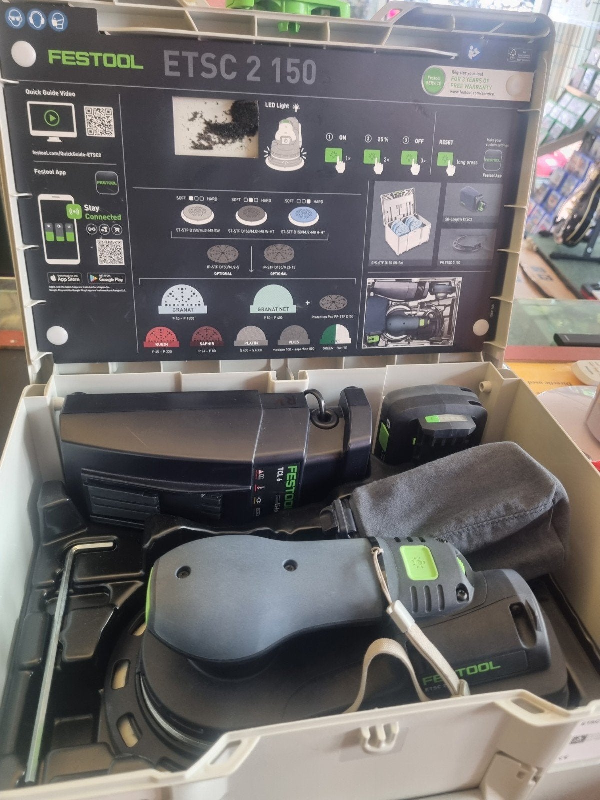 Festool ETSC 2 150 4,0 I-Plus Accu Schuurmachin, Doe-het-zelf en Verbouw, Gereedschap | Overige machines, Ophalen, Zo goed als nieuw