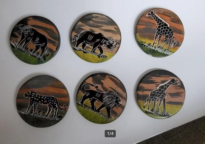 Mooie set stenen onderzetters te koop!, Ophalen, Gebruikt, Glas of Kopje